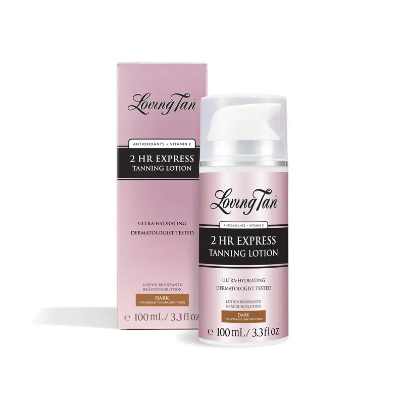 Loving Tan Lotion Auto-Bronzante Express 2h Dark – Hydratante, Teinte naturelle, Sans traces – 97 ml
