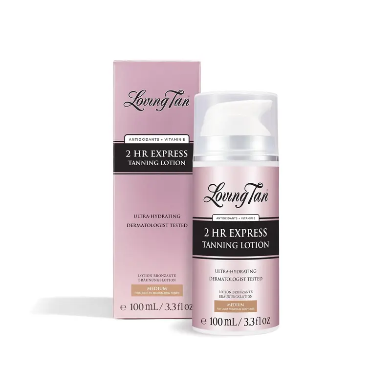 Loving Tan Lotion Autobronzante Express 2 h – Teinte Moyenne, Hydratante, Teint Naturel, Sans Traces, Vegan et Cruelty-Free, 100 ml
