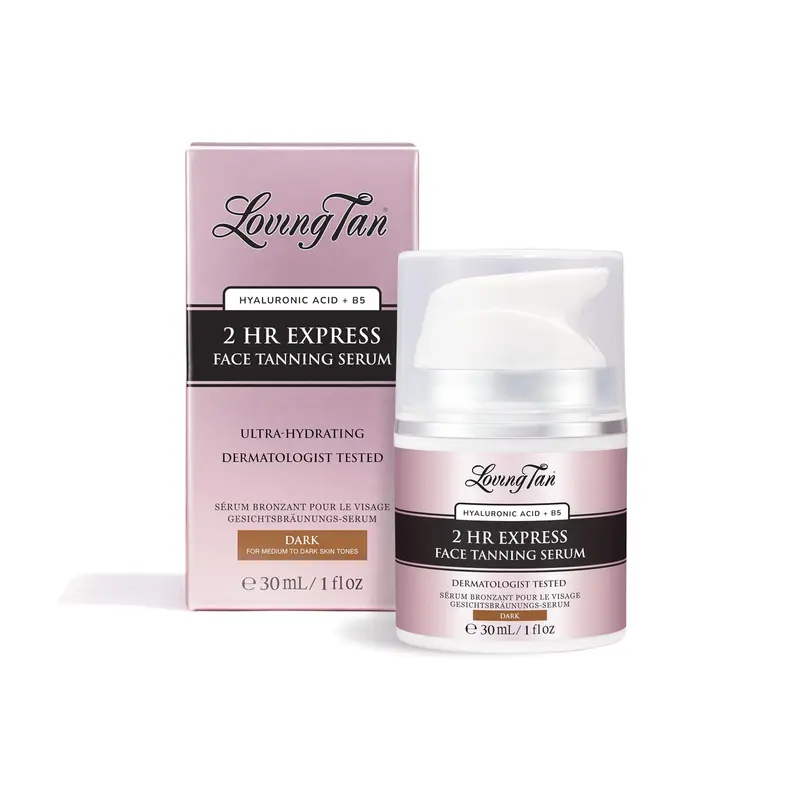 Loving Tan – Nouveau Sérum Visage Express en 2 Heures (Foncé) – Teinte Naturelle, Hydratant, Vegan & Cruelty-Free – 30 ml