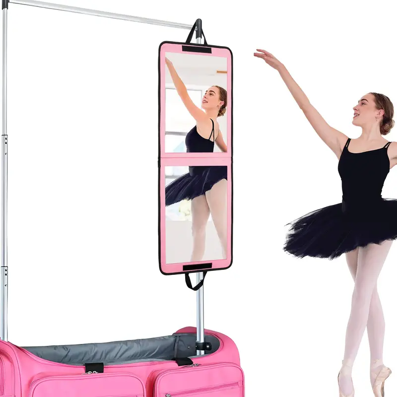 LPHUMEX Miroir Portatif Rose – Plein Longueur 33x13, Pliable pour Danse et Compétition