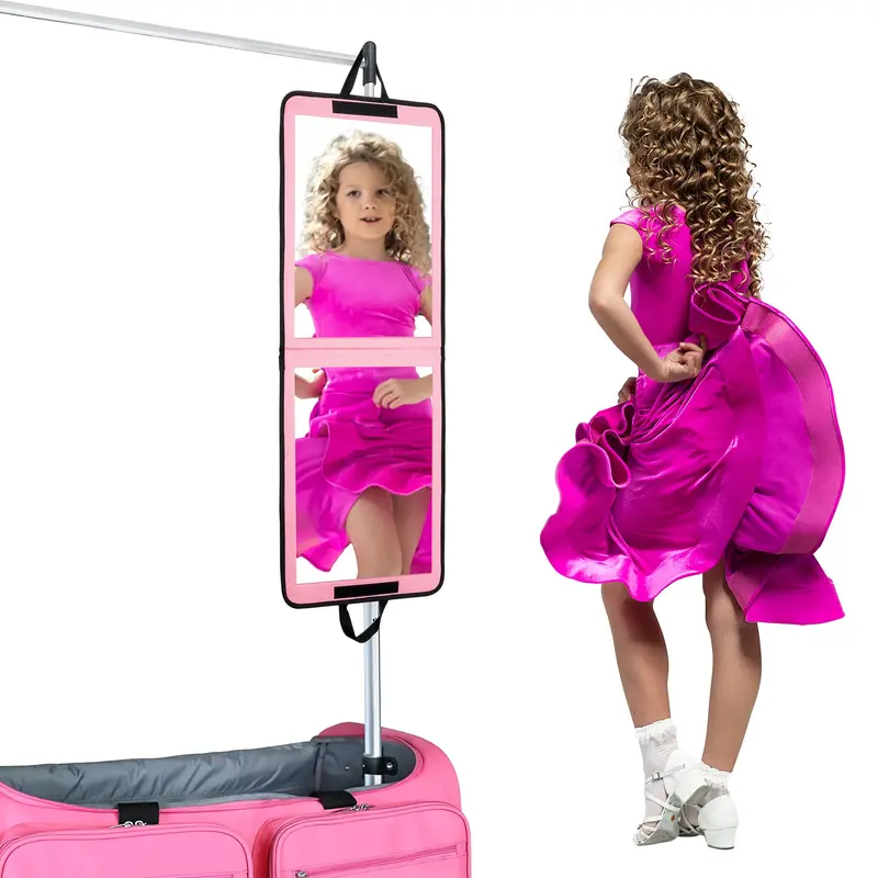 LPHUMEX Miroir Porte Pliable Rose avec Poignées Noires – 13x33 po (33x84 cm), Portable