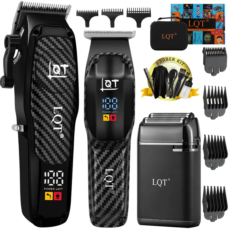 LQT® Tondeuses professionnelles sans fil – Kit coupe-cheveux et barbe pour homme