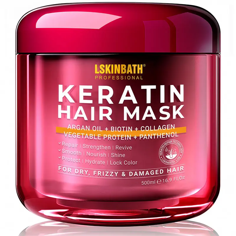 LSKINBATH Masque Réparation Kératine & Collagène pour Cheveux Abîmés | Argan Marocain & Biotine