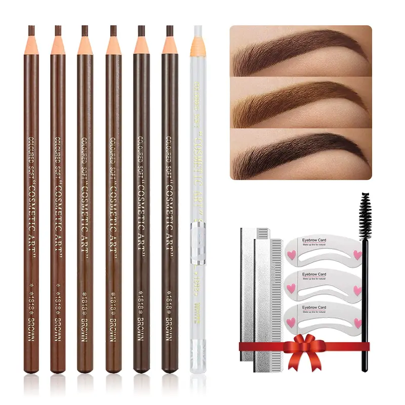 LSxia Kit Crayons Sourcils Waterproof – 6 Recharges + Crayon Blanc et Outils