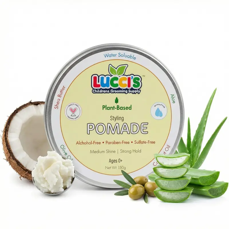 LUCCI’S CHILDRENS GROOMING SUPPLY Gel Bébé – Pomade capillaire végétale 5 oz, sans parabènes ni sulfates, tenue moyenne