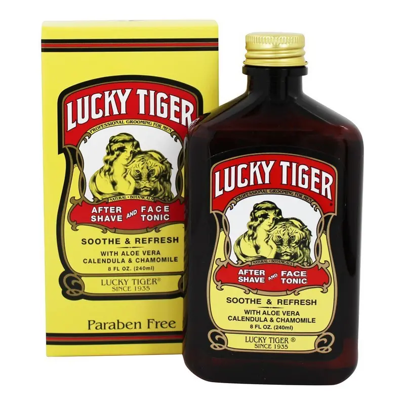 Lucky Tiger Après-Rasage et Tonique Visage | 8 oz | Aloe Vera, Calendula et Camomille | Sans alcool, Sans parabènes