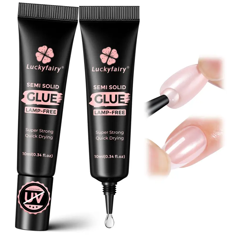 Luckyfairy Colle Ongles 10g – 2 Tubes, Séchage Rapide et Adhérence Durable Sans UV