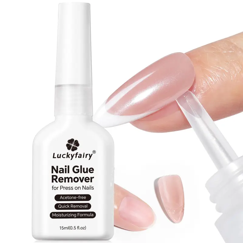 Luckyfairy Dissolvant Colle Ongles 15ml Sans Acétone – Retrait Rapide et Doux, Multi-Fonctions