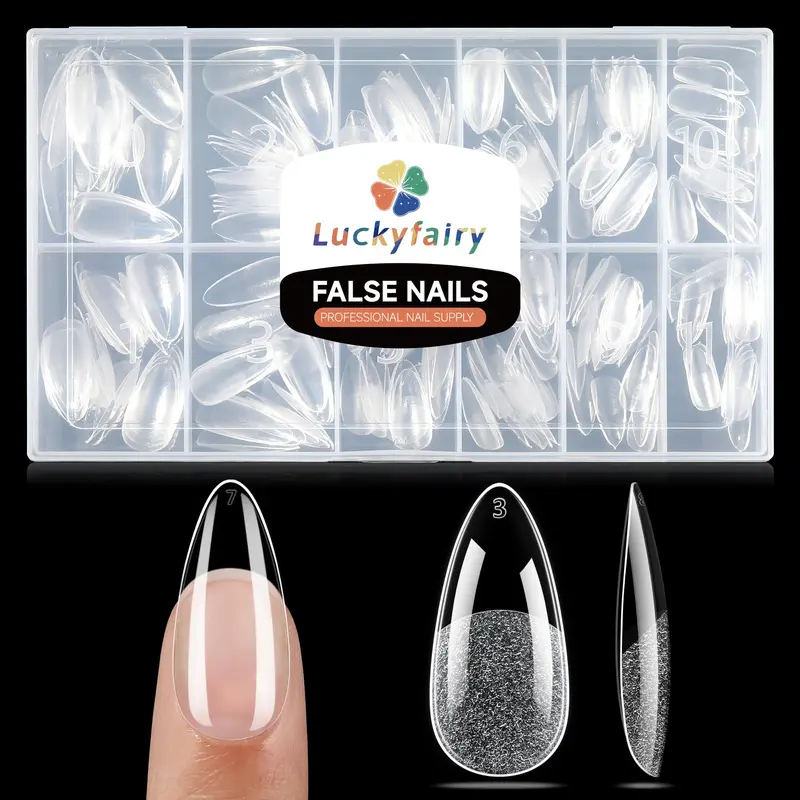Luckyfairy Embouts Ongles Amandes Médiums en Gel Souple – 240 pièces, 12 tailles, Faux Ongles à Clipser pour DIY