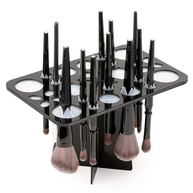 Luckyiren Sechoir Pinceaux en Acrylique – Porte-Pinceaux Pliable 28 Emplacements (Noir)