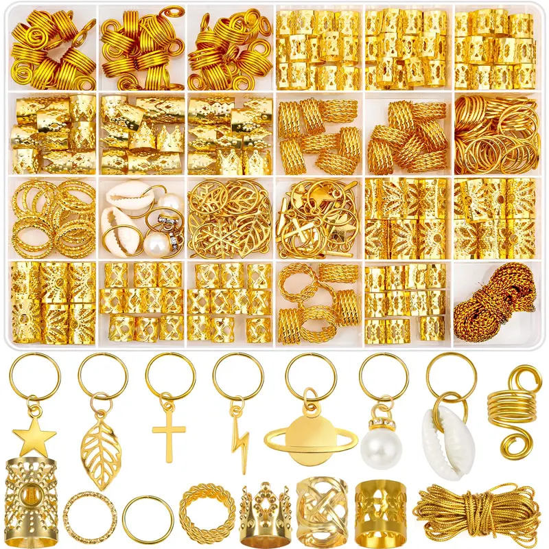 Lucomb 259 pièces Bijoux Cheveux Argent — Accessoires pour Tresses et Nattes