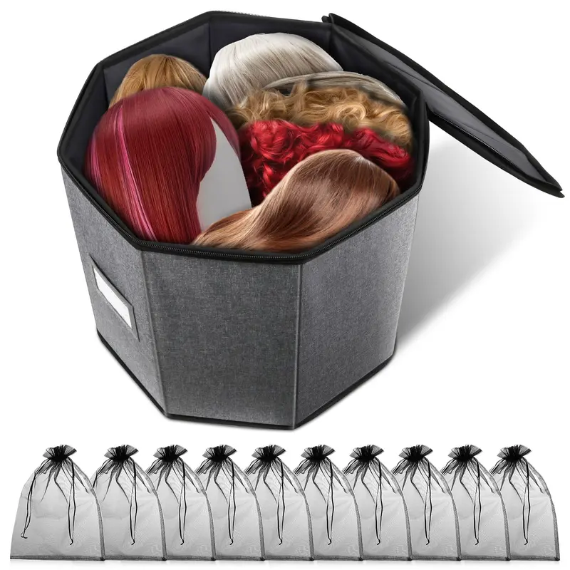 Lukeline Boîte de Rangement pour Perruques – Étui de Voyage Pliable