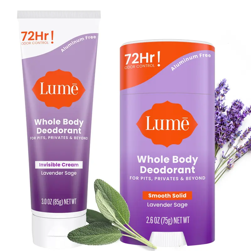 Lume Déodorant Corporel Complet – Crème Invisible + Bâton Lavande-Sauge, Sans Aluminium, 72 h Contrôle Odeurs