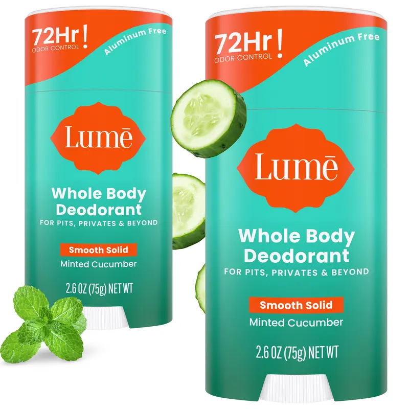 Lume Déodorant Corporel Solide – Mint Concombre, 72h, Sans Aluminium ni Bicarbonate, Pack de 2