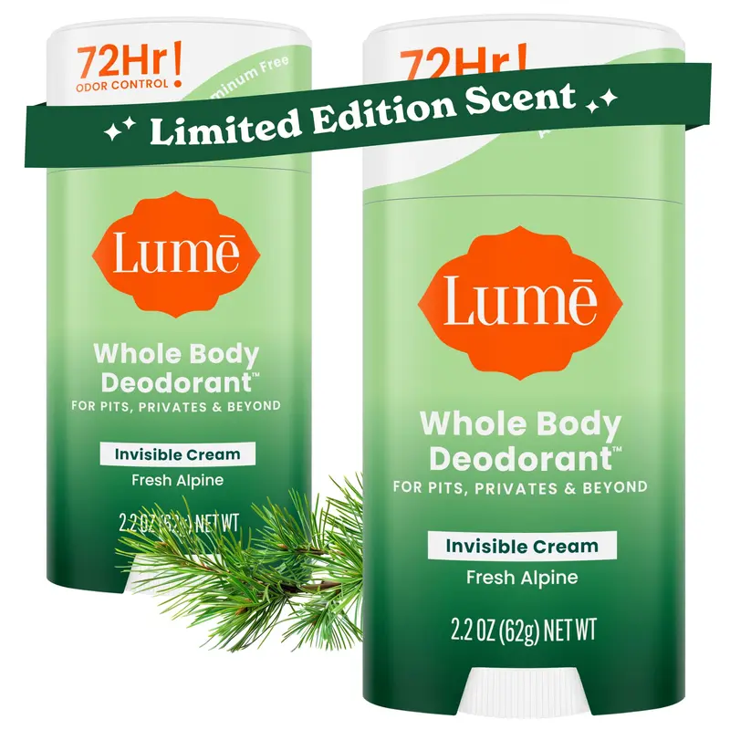 Lume Déodorant Corps Invisible Crème – Contrôle des Odeurs 72h – Sans Aluminium ni Bicarbonate – Frais Alpin (Lot de 2)