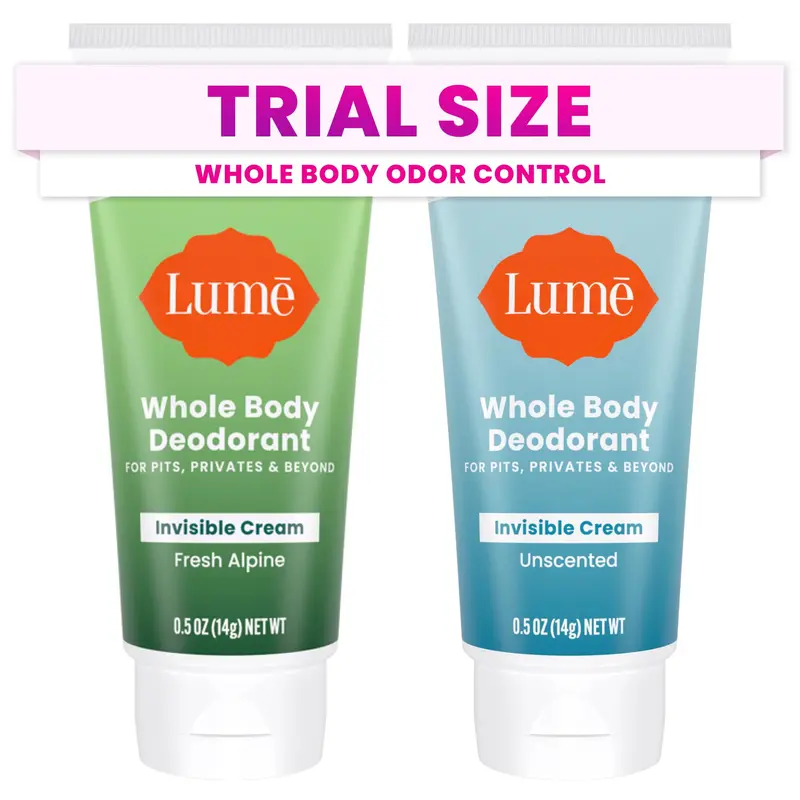 Lume Déodorant Corps Mini Voyage — Crème Invisible (2×0,5 oz) Frais Alpin & Sans Parfum — Sans Aluminium et Sans Bicarbonate — Développé par des Médecins