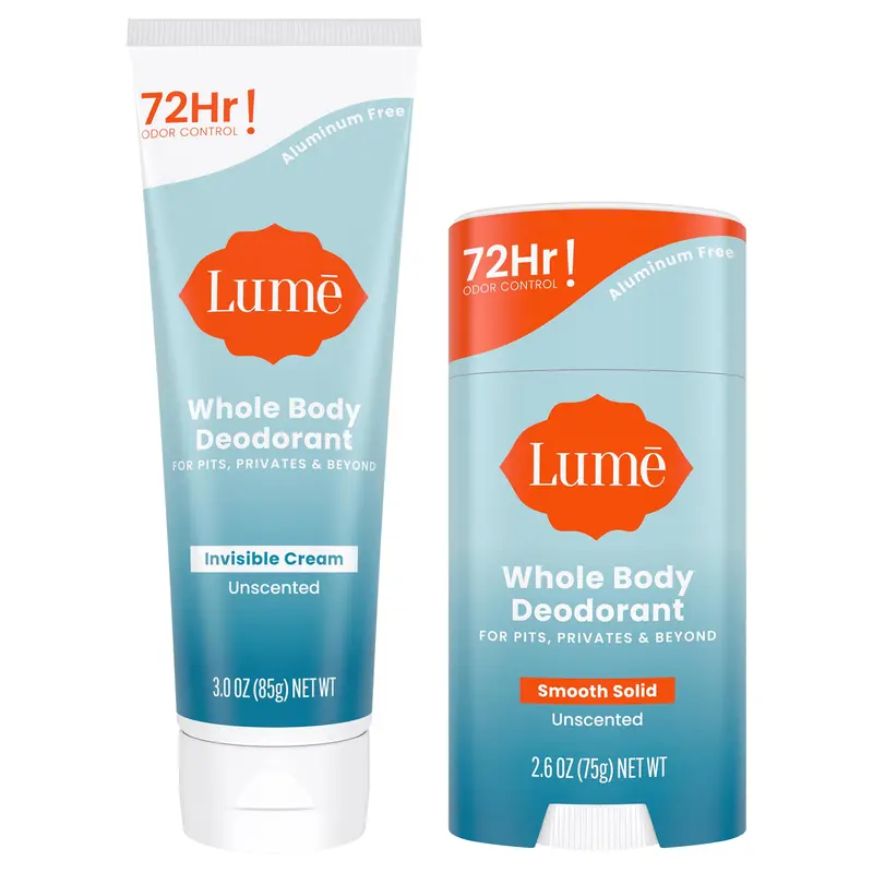 Lume Déodorant pour tout le corps – Crème Invisible et Stick Solide Sans Parfum, Contrôle des Odeurs 72h