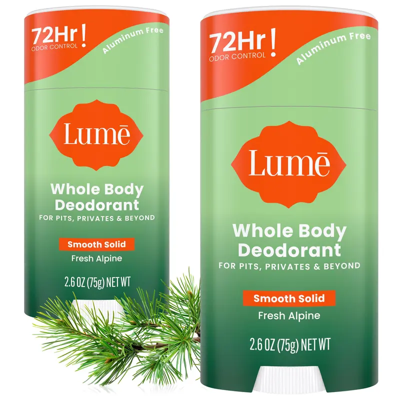 Lume Déodorant Solide Fresh Alpine – 72h, sans aluminium ni bicarbonate, développé par des médecins, Pack 2 (2,6 oz)