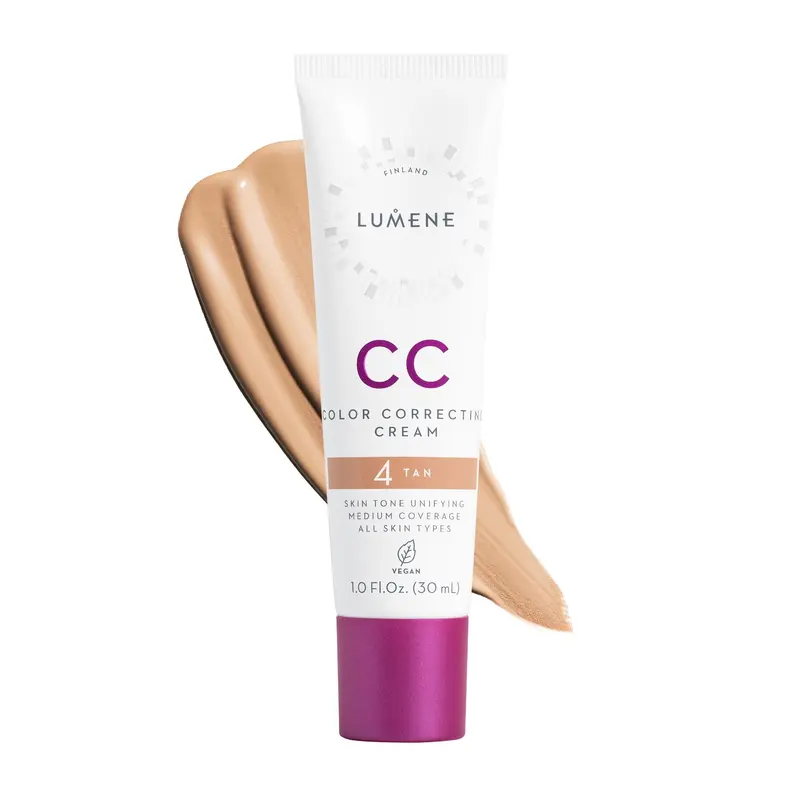 Lumene CC Cream - Fond de Teint Léger, Couvrance Moyenne, Teinte Tan - Végan & Adapté à Tous Types de Peau
