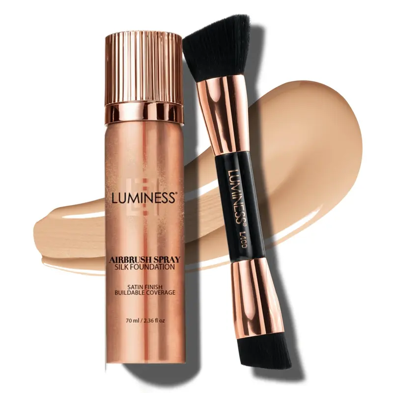 LUMINESS Silk Airbrush Foundation & Buffing Brush Kit – Fini aérien, couvrance modulable – Teinte Fair