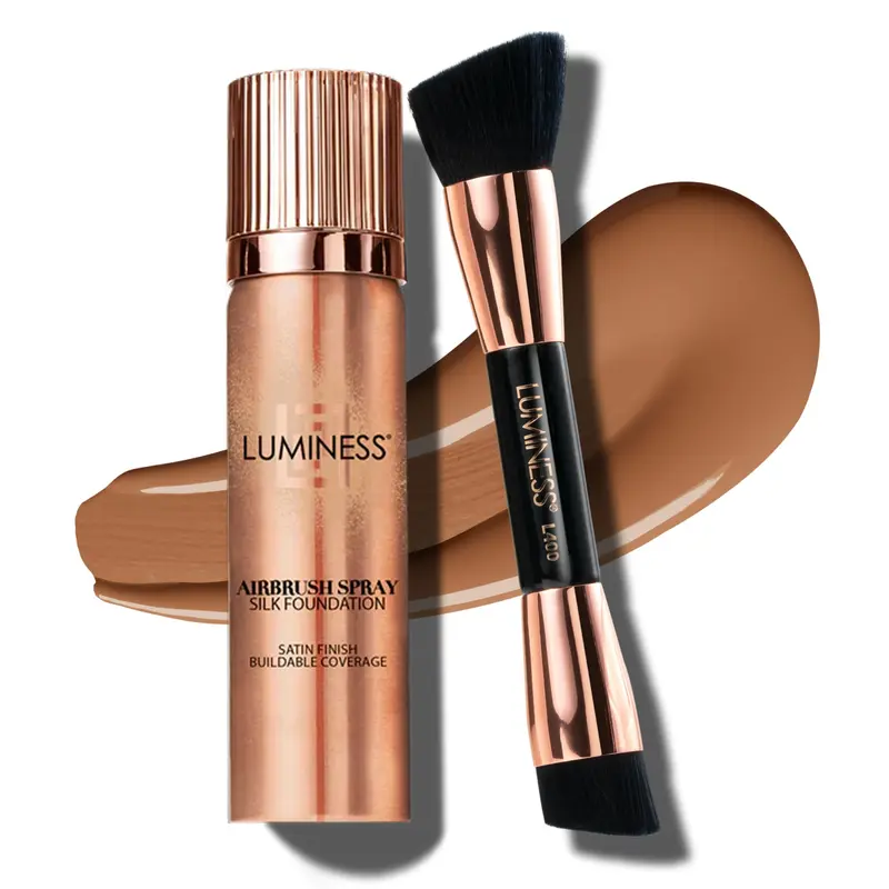 LUMINESS Silk – Kit Fond de Teint Aérographe & Brosse Double-Face (Teinte Tan)