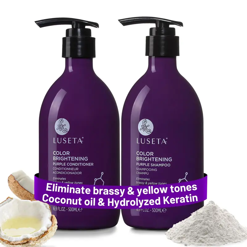 Luseta Shampoing Violet et Après-Shampoing — cheveux blonds et gris, sans sulfates ni parabènes | 2x16,9 oz