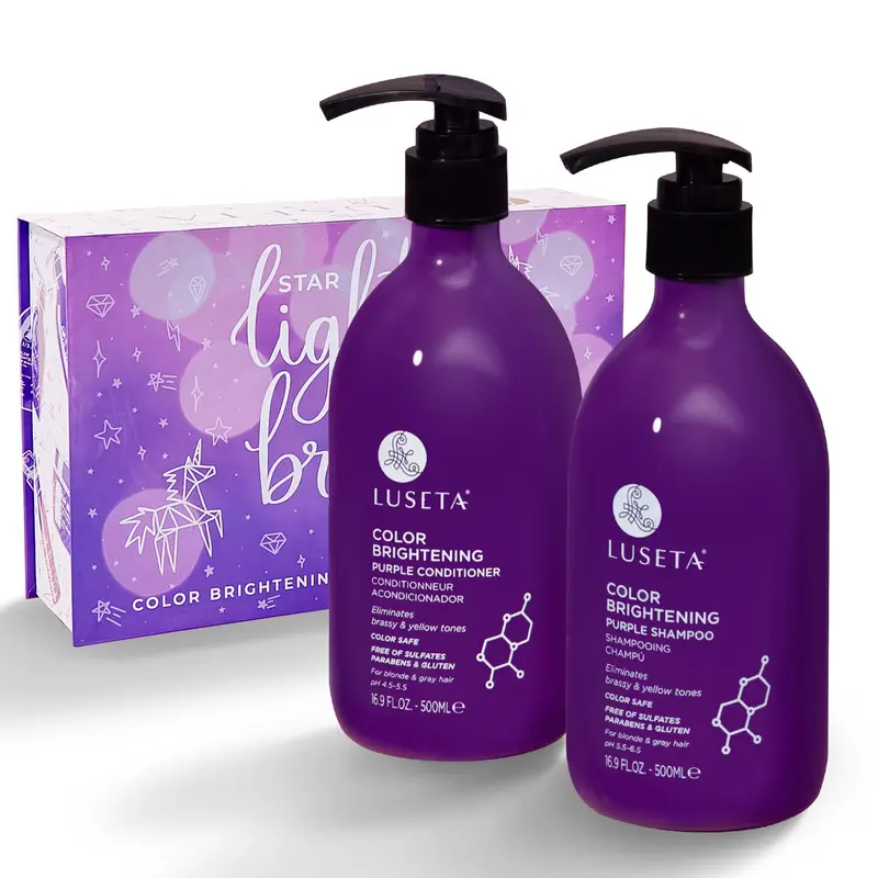Luseta Shampooing et Après-shampooing Violets – Blond(e)s et Gris, Sans Sulfates – 16,9 oz chacun
