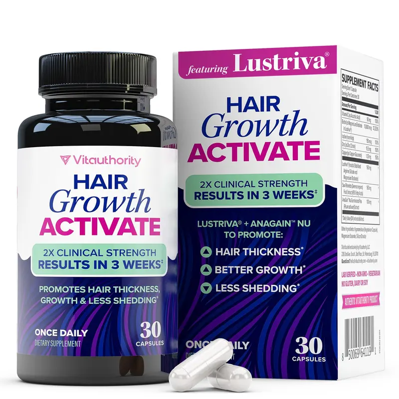 Lustriva – Croissance des Cheveux pour Femmes | Vitauthority, Blocage DHT, Biotine, Zinc et Cuivre