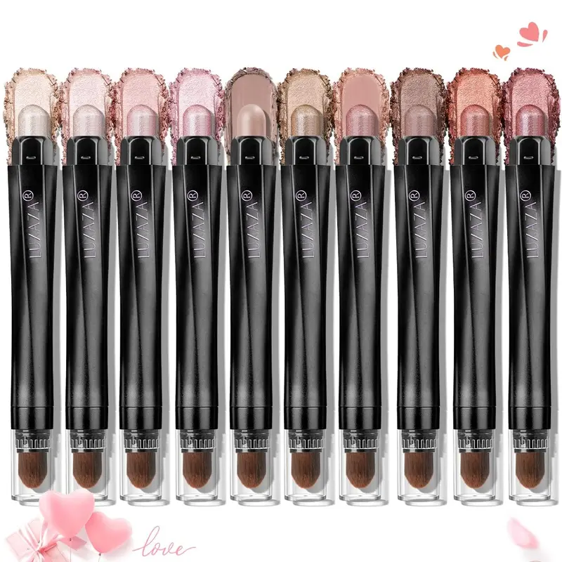 Luxaza 10 pièces Crayons Ombre à Paupières – Fards Crèmes Brillants Champagne Rosé Métallique, Résistants à l'eau