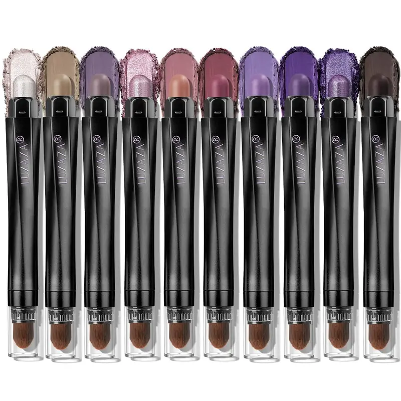 LUXAZA 10PCS Crayons Ombre Yeux Crème Violet – Pro longue tenue, Violet Raisin