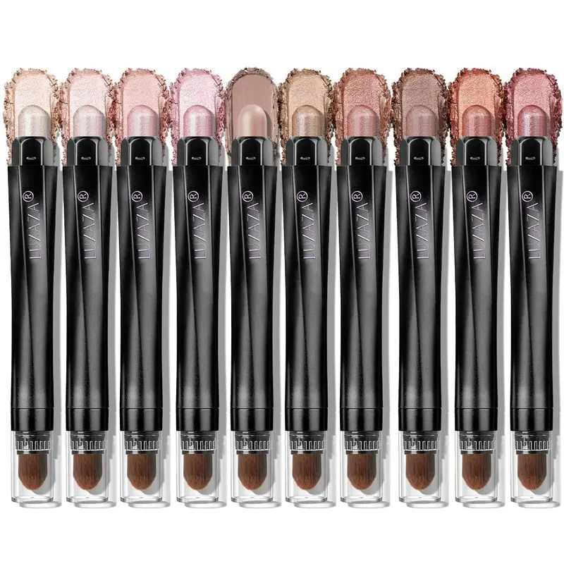 LUXAZA PRO Ensemble de 10 Crayons Ombre à Paupières en Baton – Tons Neutres Scintillants et Crèmes Mat, Bronze Métallique Fumé, Coffret Cadeau Idéal