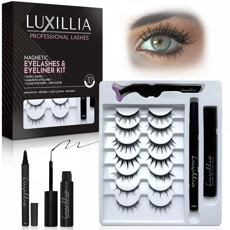 Luxillia Kit Cils Magnétiques – 10 pièces, Sans Colle, Regard Naturel, Applicateur