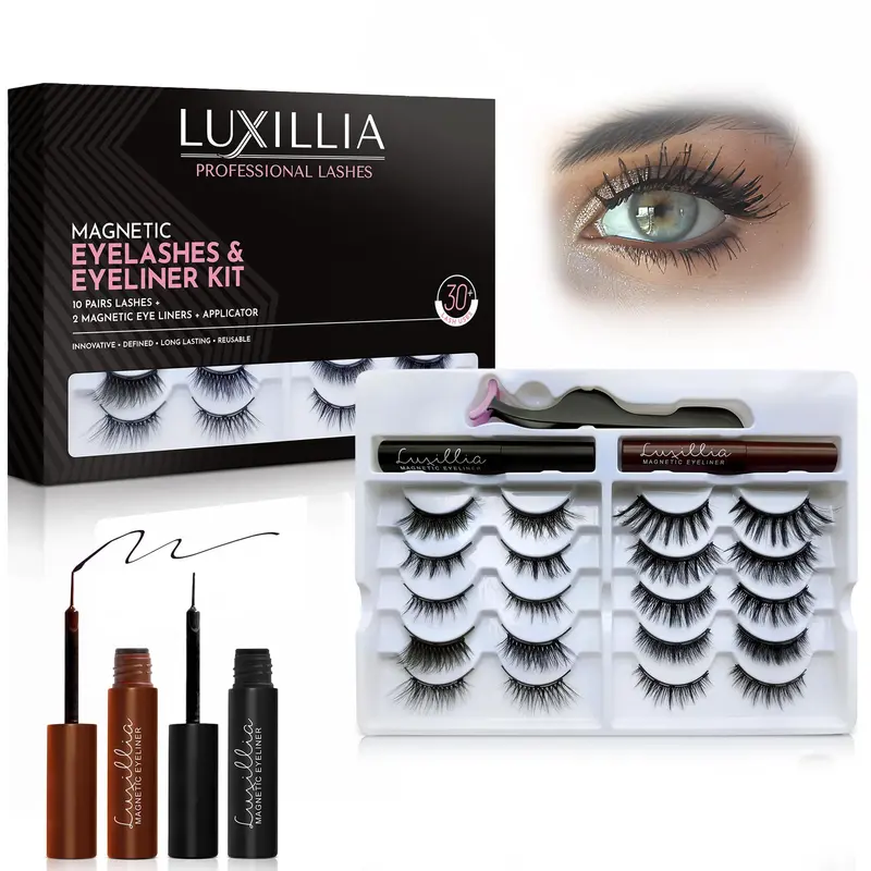 Luxillia Kit Cils Magnétiques – 13 Pièces Sans Colle, Look Naturel