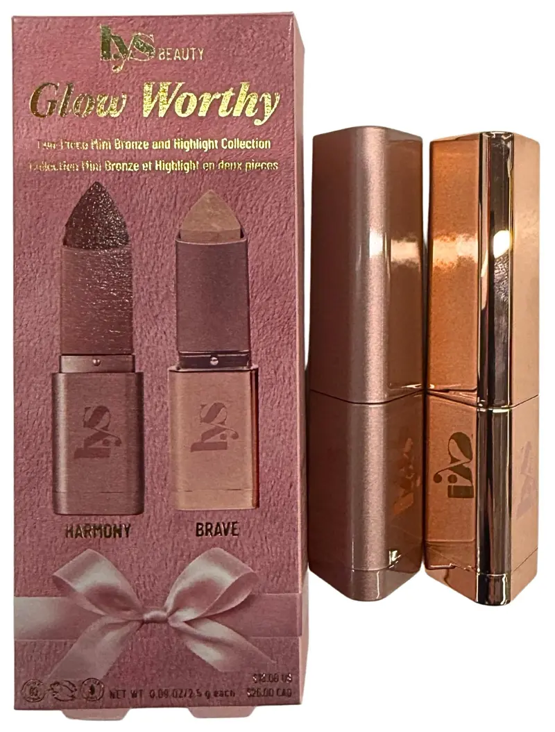 LYS Beauty Glow Worthy Mini Duo – Harmony et Brave – Bronzer crème et Illuminateur crème – 0,09 oz / 2,5 g chacun