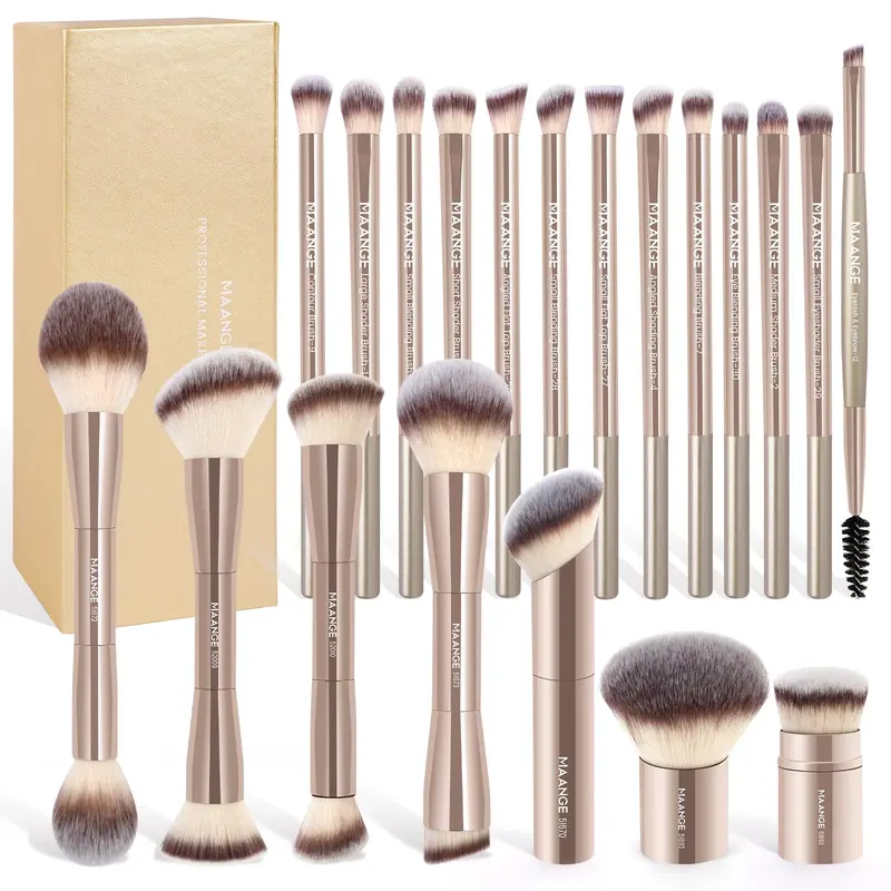 MAANGE – 20 Pinceaux Maquillage Professionnels avec Boîte-Cadeau | Ensemble Double-Face