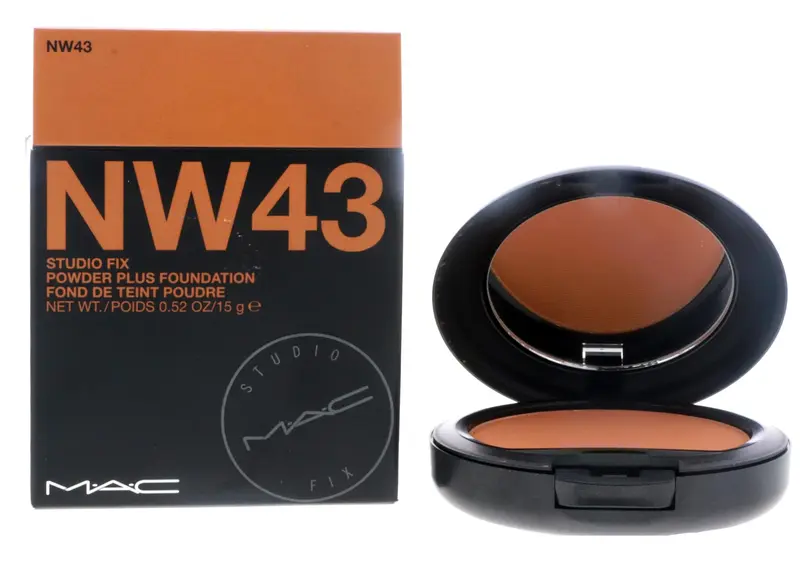 MAC Studio Fix Poudre Fond de Teint NW43 15 g — Couvrance Totale et Fini Mat (Pack 1)