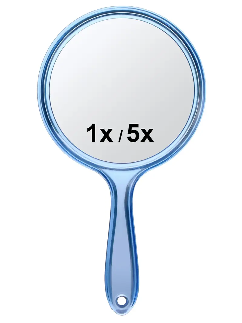 Macaki Miroir à Main Double Face avec Poignée – 1X/5X, Bleu, 10,5 × 5,7 pouces – Voyage et Routine Beauté