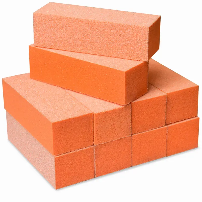 Maccibelle Bloc de polissage pour ongles — Durable, grains 60/100, orange – Lot de 10