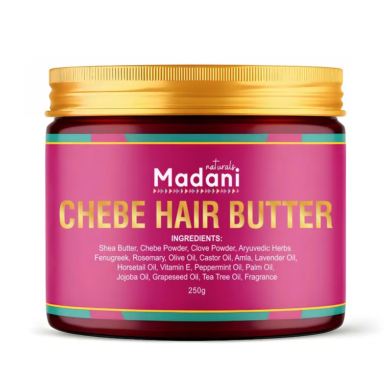 Madani Naturals Beurre Chebe pour Cheveux – Croissance, Épaississement et Hydratation Végan