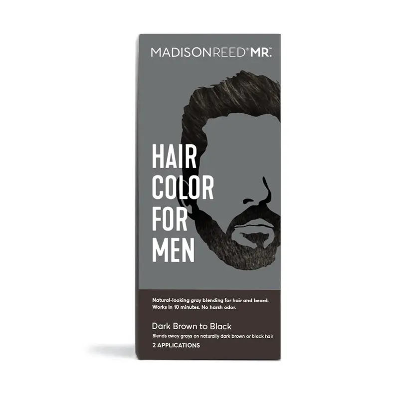 Madison Reed Mr. Hair Color pour Hommes – Demi-permanent Noir à Brun Foncé, 15 min, Cheveux et Barbe, Kératine & Huile d’Argan, 2 Applications