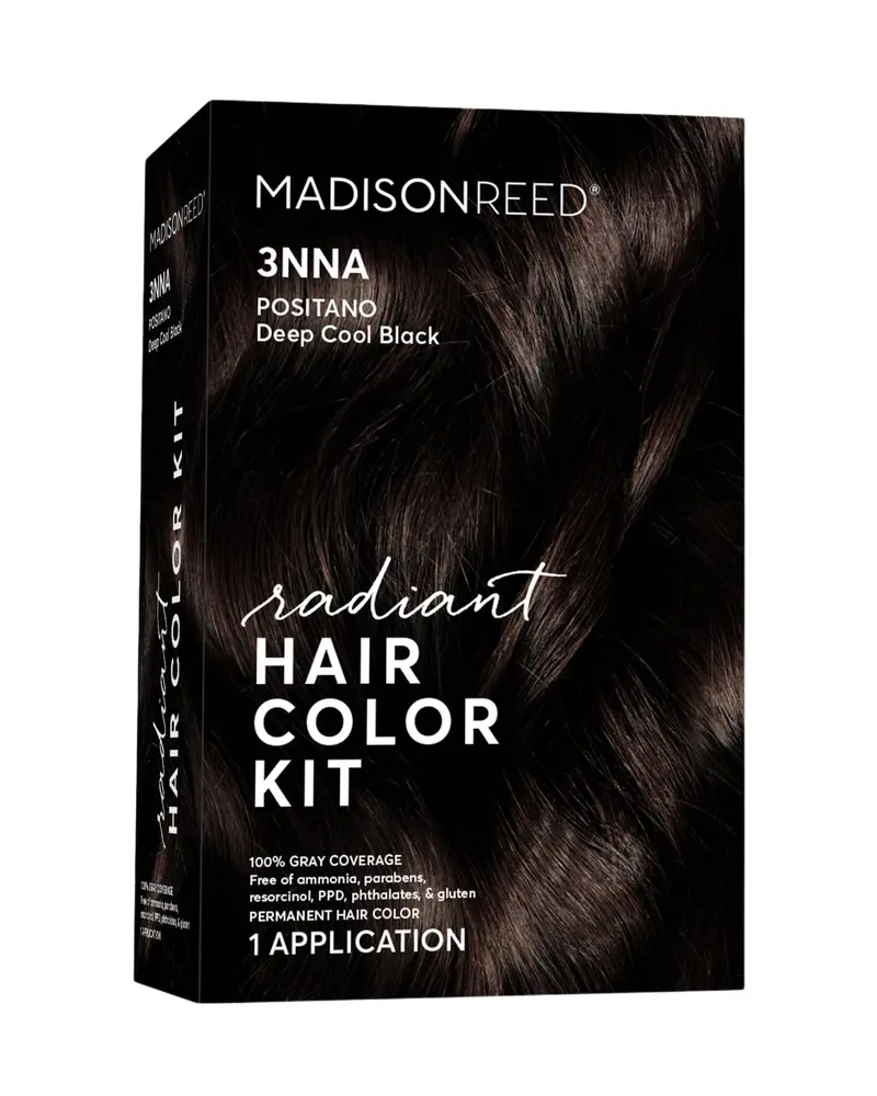 Madison Reed Radiant Color – Ensemble colorant 3NNA Noir Foncé avec Sous-Tons Gris (Positano Black), Coloration Permanente Dimensionnelle Sans Ammoniaque ni PPD, 1 Paquet