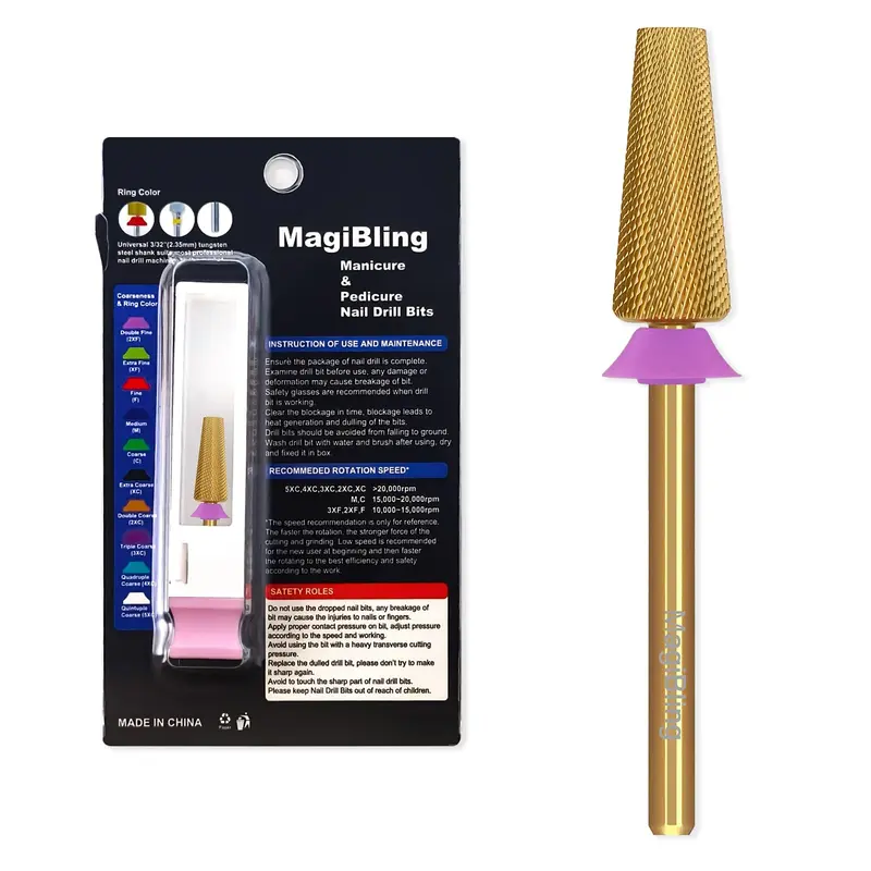 MagiBling Fraises pour Ongles à Coupe Croisée 3/32'' – Mèche en Carbure de Tungstène, Rotation Gauche/Droite