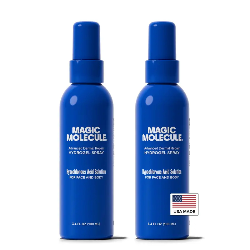 Magic Molecule Hydrogel Spray de Réparation Cutanée – Acide Hypochloreux Pur, Gel Velouté pour Tous Types de Peau (3,4 oz) Pack de 2