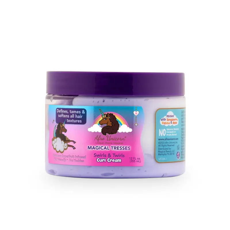 MAGICAL TRESSES par Afro Unicorn - Swirls & Twirls Curl Cream, Crème Définissante Pour Toutes les Boucles, 355 ml