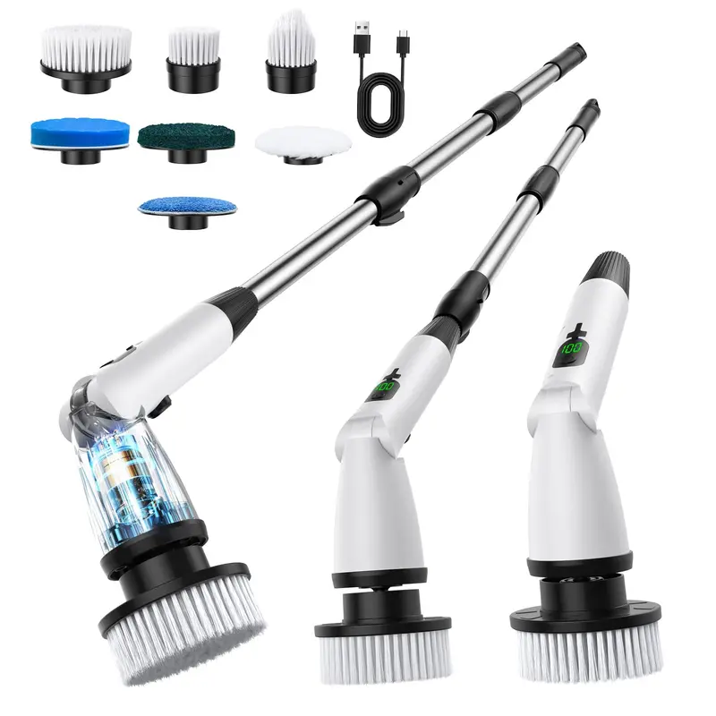 MAILLUCK – Brosse Électrique 11 en 1 sans Fil avec Angles Ajustables, Écran DEL et Poignée Télescopique