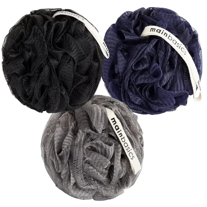 MainBasics Éponge Gommante Douche – Lot de 3 Noirs Glace
