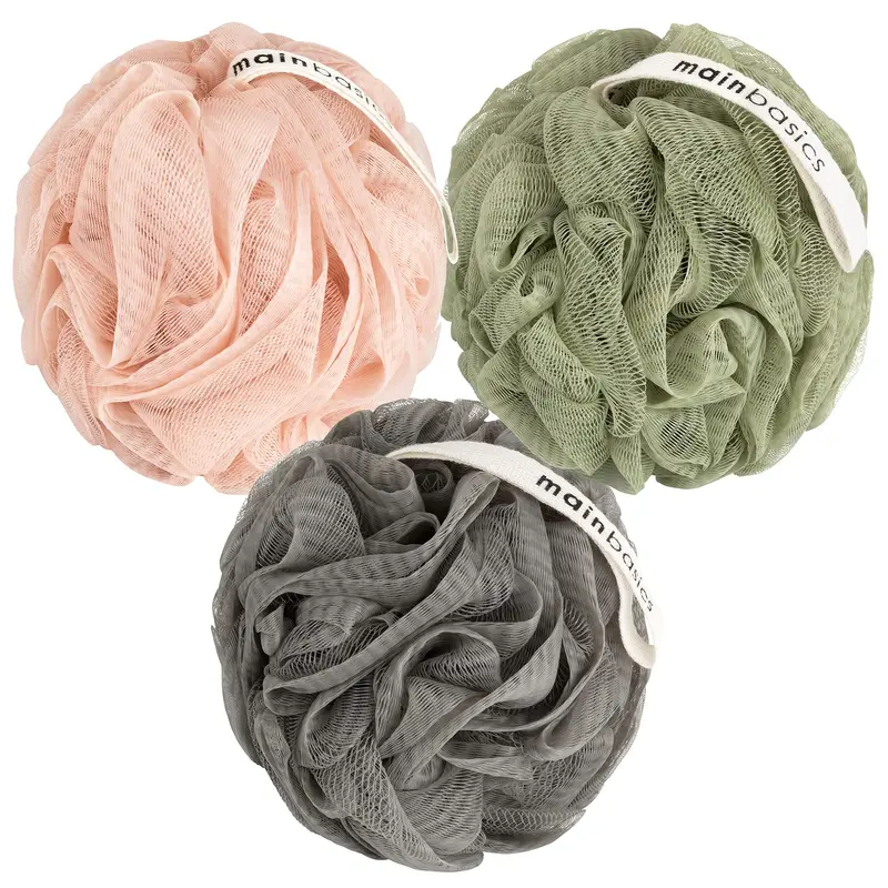 MainBasics Éponges exfoliantes pour douche et bain – Lot de 3 Terre-d’Amour