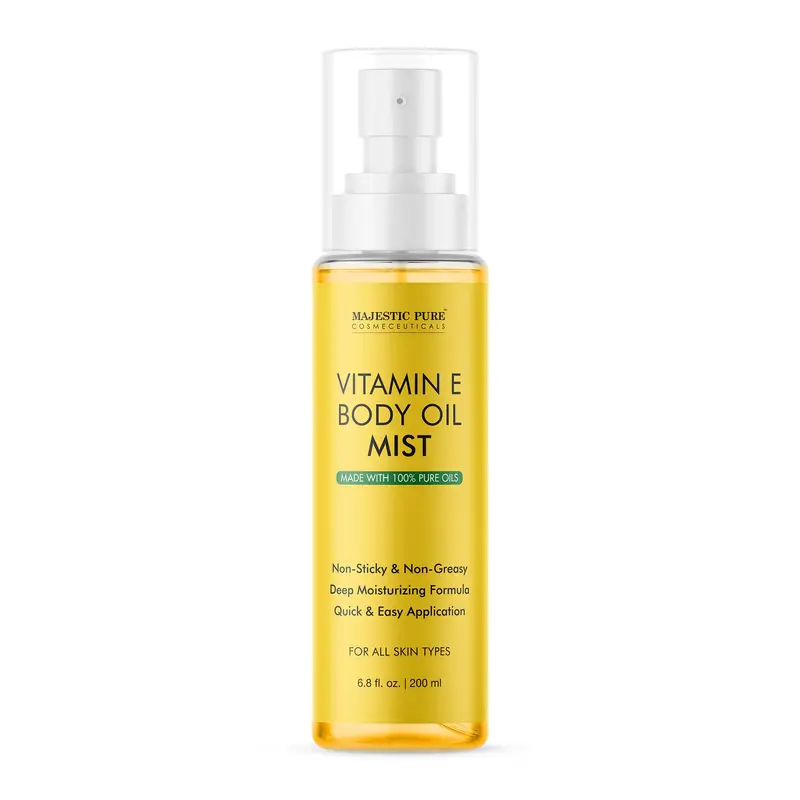 Majestic Pure – Brume d’Huile Vitamine E pour le Corps – 100% Pure et Naturelle – Après Douche – Hydratation et Raffermissement – 201 ml