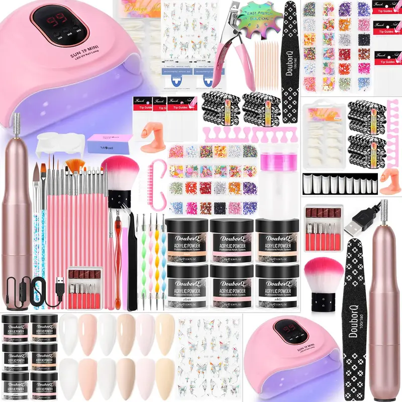Major Dijit Kit Ongles Acryliques Débutant – Ensemble Complet, Poudre, Lampe UV/LED et Outils