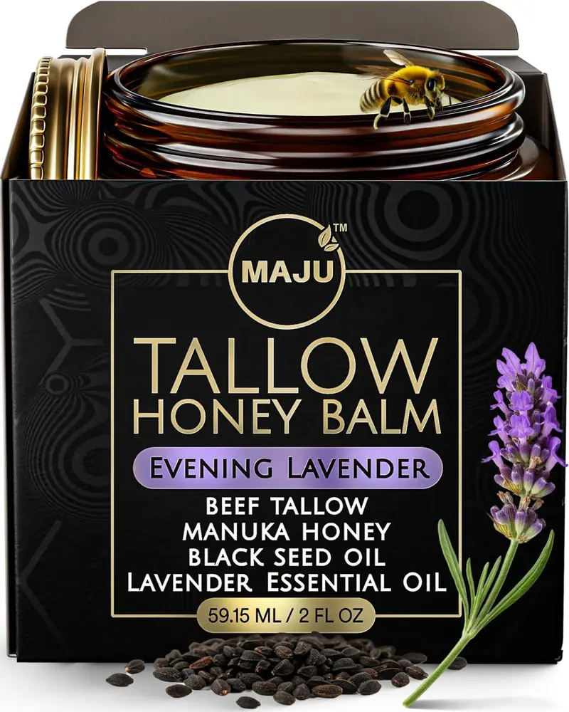 MAJU Baume au gras de boeuf et miel — Lavande du soir, 60 ml – Hydratation profonde peau et visage